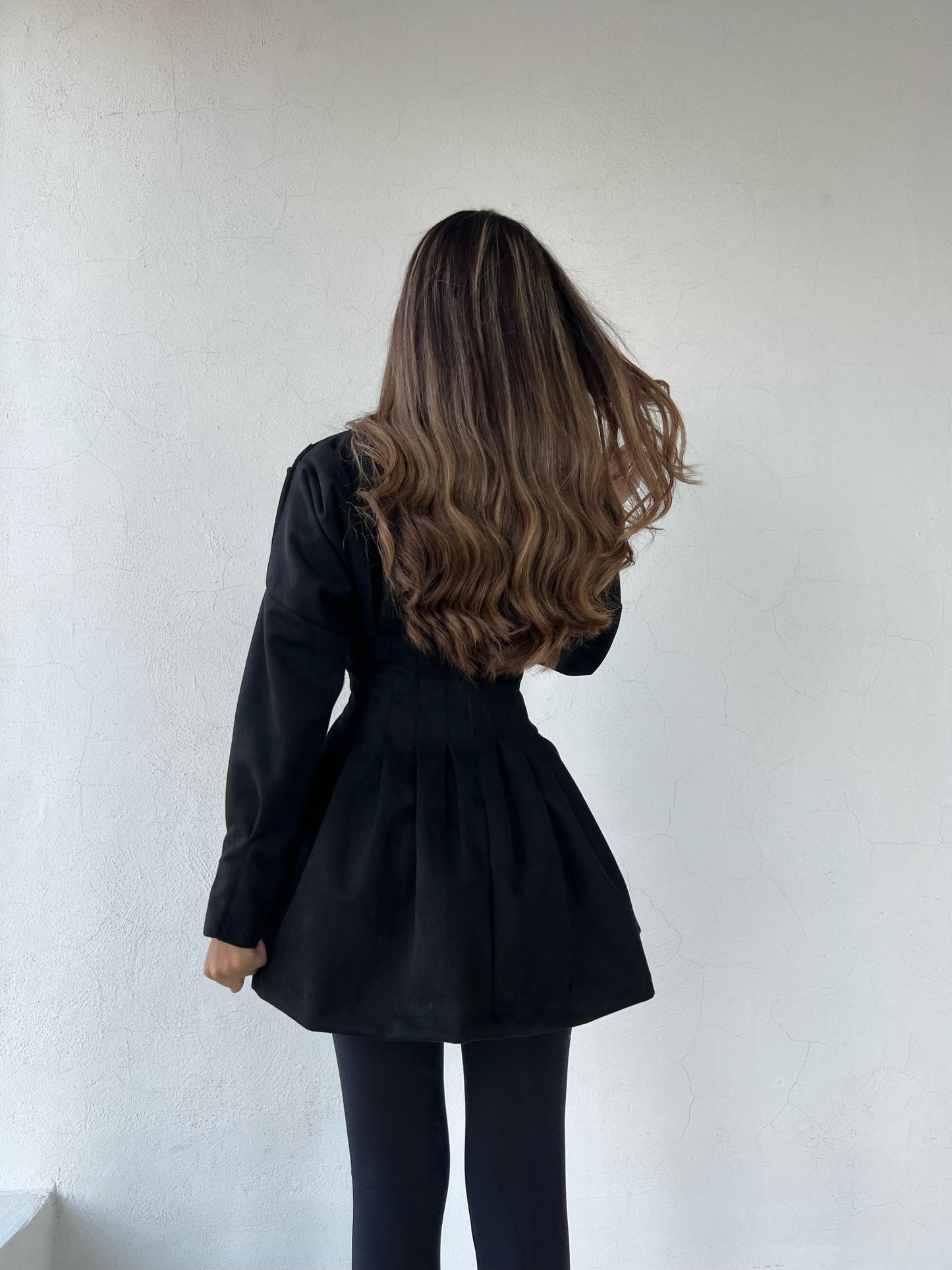 PLEATED SUEDE BLOUSE