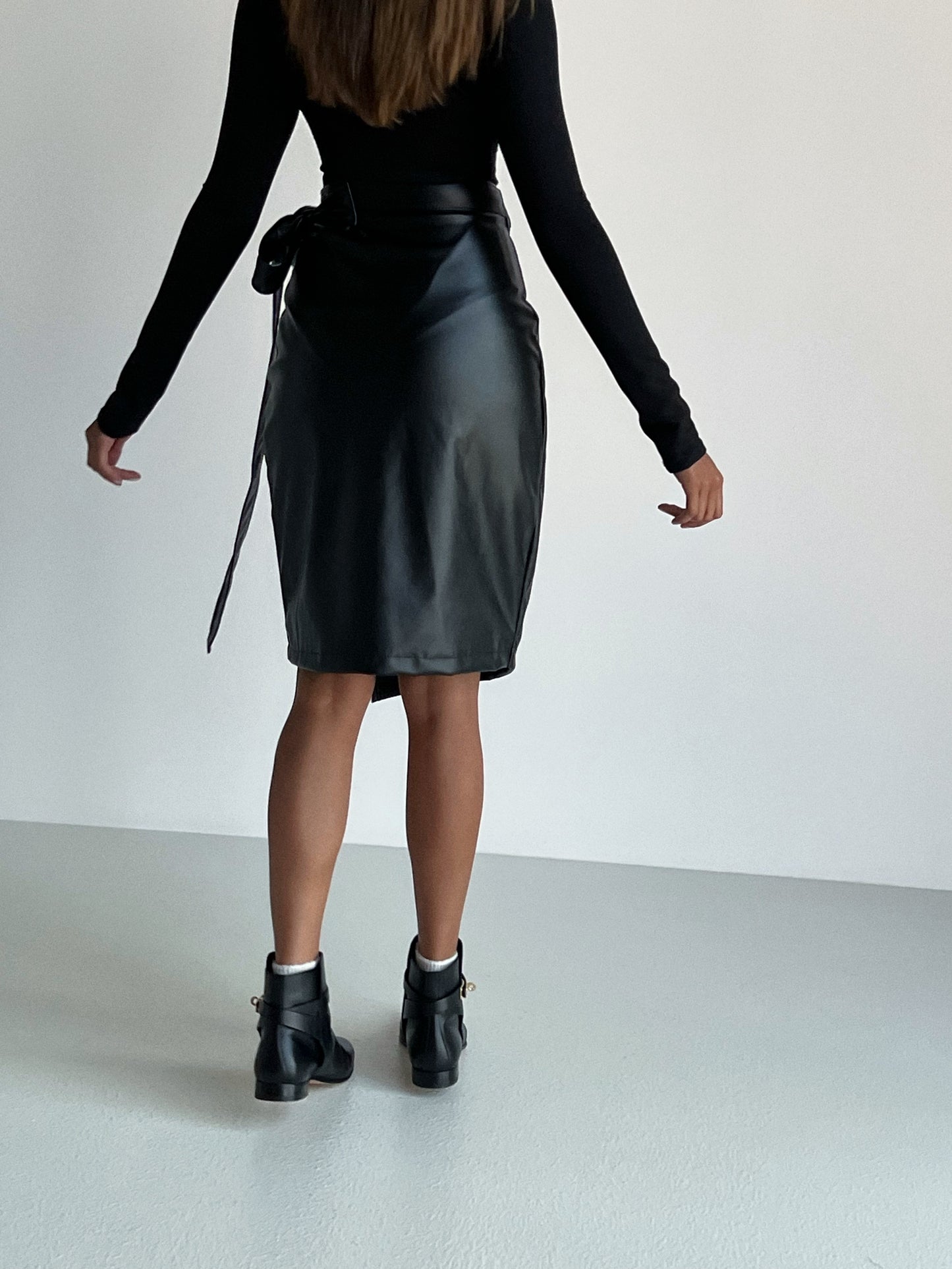 Leather wrap skirt